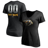 Nashville Predators Women's Personalized Midnight Mascot Logo V-Neck T-Shirt - Black - NHL 4444450