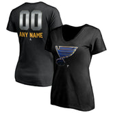 St. Louis Blues Women's Personalized Midnight Mascot Logo V-Neck T-Shirt - Black - NHL 4444457