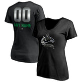 Vancouver Canucks Women's Personalized Midnight Mascot Logo V-Neck T-Shirt - Black - NHL 4444460