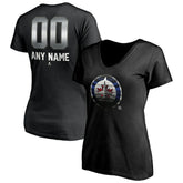 Winnipeg Jets Women's Personalized Midnight Mascot Logo V-Neck T-Shirt - Black - NHL 4444463