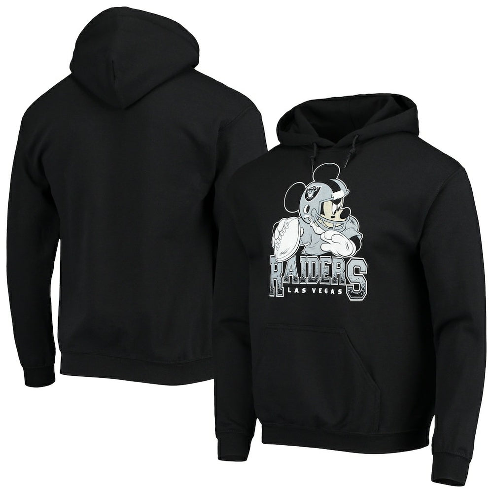 Las Vegas Raiders Junk Food Disney Mickey Quarterback Pullover Hoodie Black