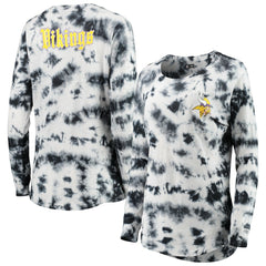 Minnesota Vikings New Era Women's Tie-Dye Long Sleeve T-Shirt Black