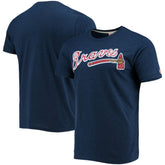 Atlanta Braves Homage Hand-Drawn Logo Tri-Blend T-Shirt - Navy - MLB on Sale