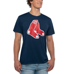 Boston Red Sox Homage Hand-Drawn Logo Tri-Blend T-Shirt - Navy - MLB on Sale