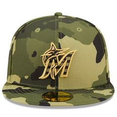 Miami Marlins New Era 2022 Armed Forces Day On-Field 59FIFTY Fitted Hat - Camo - New Era on Sale