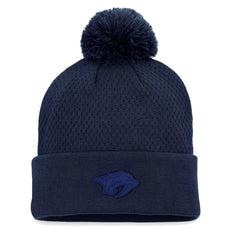 Nashville Predators Fanatics Women's Authentic Pro Road Cuffed Knit Hat with Pom - Navy - NHL 4465298