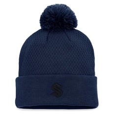 Seattle Kraken Fanatics Women's Authentic Pro Road Cuffed Knit Hat with Pom - Deep Sea Blue - NHL 4465302