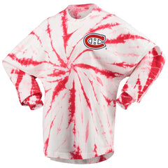 Montreal Canadiens Women's Spiral Tie-Dye Long Sleeve T-Shirt - Red - NHL 4472551
