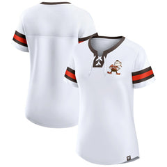 Fanatics Cleveland Browns Women's Brownie The Elf Gridiron Classics Sunday Best Lace-Up T-Shirt White