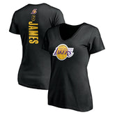 LeBron James Los Angeles Lakers Women's #6 Playmaker Name & Number V-Neck T-Shirt Black