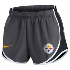 Nike Pittsburgh Steelers Women's Plus Size Logo Performance Tempo Shorts Charcoal