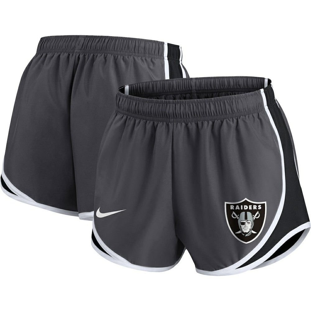 Nike Las Vegas Raiders Women's Plus Size Logo Performance Tempo Shorts Charcoal