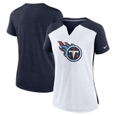 Nike Tennessee Titans Women's Impact Exceed Performance Notch Neck T-Shirt White/Navy