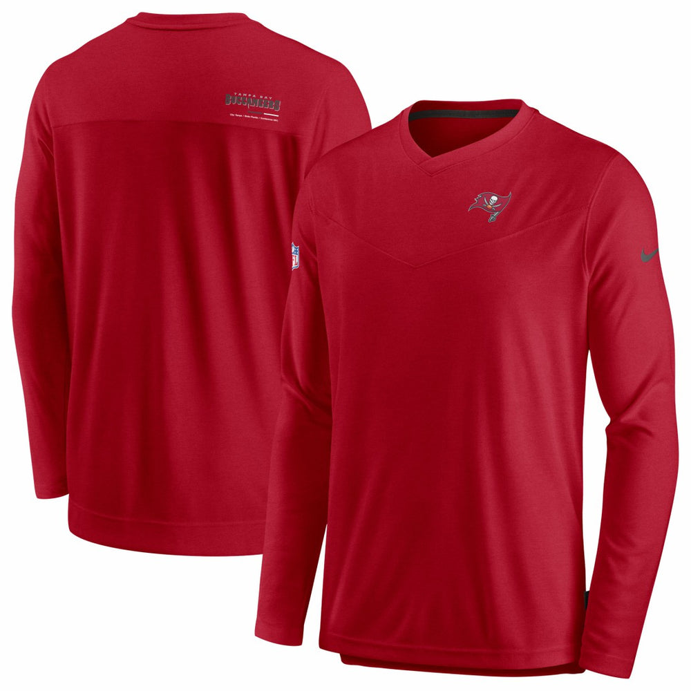 Nike Tampa Bay Buccaneers Sideline Coach Chevron Lock Up Long Sleeve V-Neck Performance T-Shirt Red