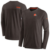 Nike Cleveland Browns Sideline Coach Chevron Lock Up Long Sleeve V-Neck Performance T-Shirt Brown