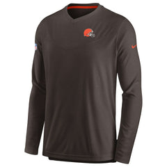 Nike Cleveland Browns Sideline Coach Chevron Lock Up Long Sleeve V-Neck Performance T-Shirt Brown