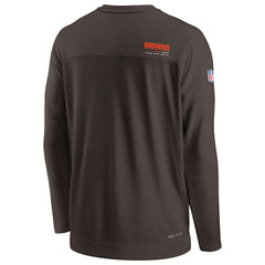 Nike Cleveland Browns Sideline Coach Chevron Lock Up Long Sleeve V-Neck Performance T-Shirt Brown