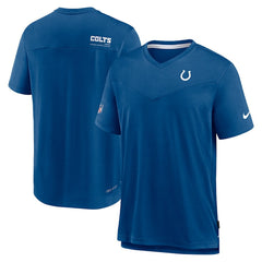 Nike Indianapolis Colts Sideline Coach Chevron Lock Up Logo V-Neck Performance T-Shirt Royal