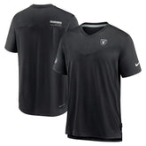 Nike Las Vegas Raiders Sideline Coach Chevron Lock Up Logo V-Neck Performance T-Shirt Black