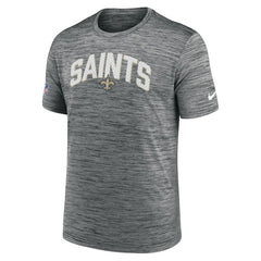 Nike New Orleans Saints Sideline Velocity Athletic Stack Performance T-Shirt Gray