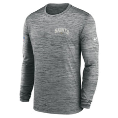 Nike New Orleans Saints Sideline Velocity Athletic Stack Performance Long Sleeve T-Shirt Gray