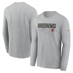 Nike Cleveland Browns Sideline Infograph Lock Up Performance Long Sleeve T-Shirt Silver