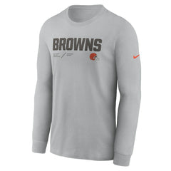 Nike Cleveland Browns Sideline Infograph Lock Up Performance Long Sleeve T-Shirt Silver