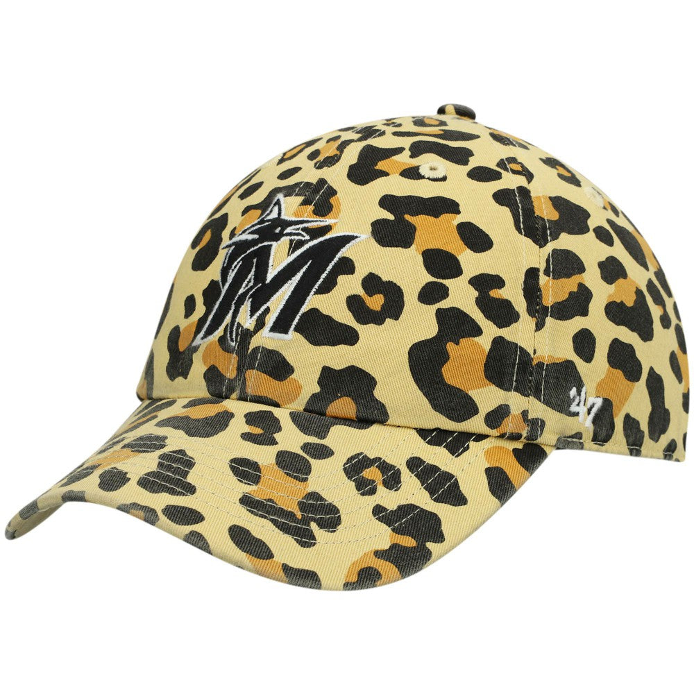 Miami Marlins '47 Women's Bagheera Cheetah Clean up Adjustable Hat - Tan - 47 brand Discount