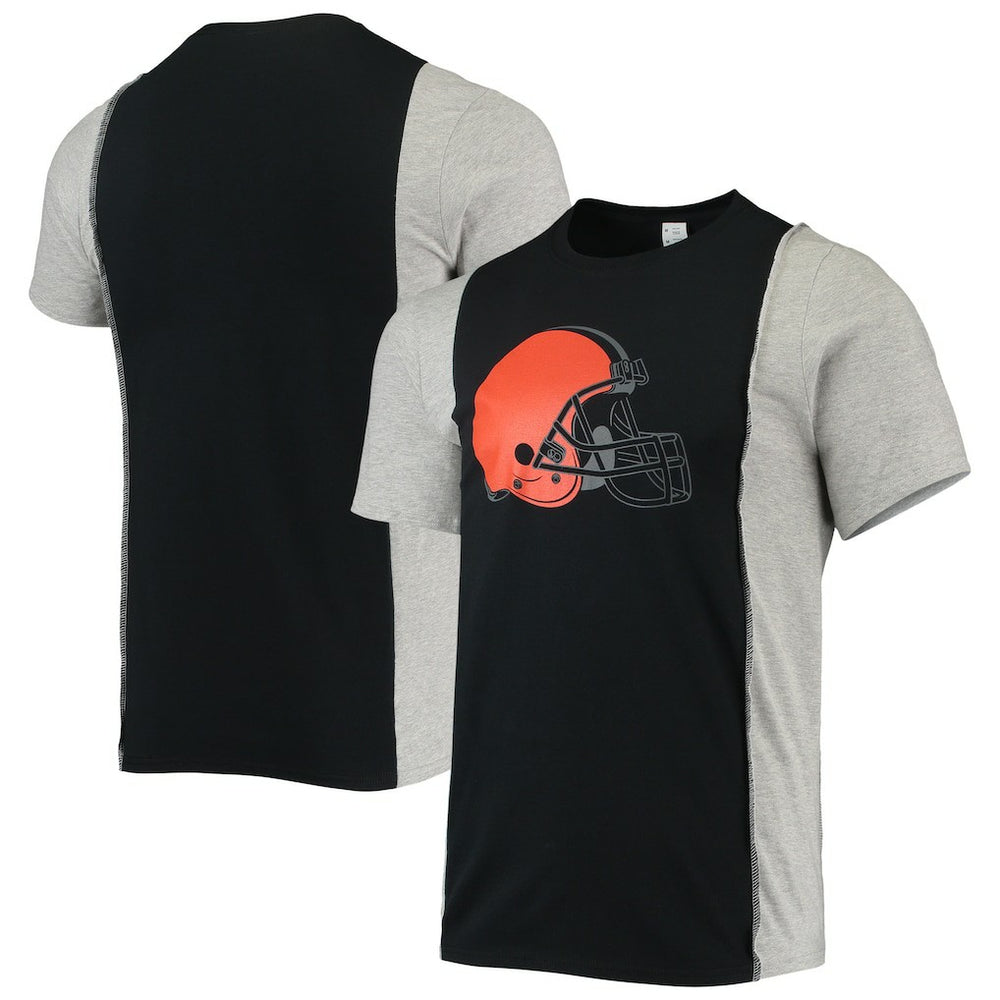 Cleveland Browns Refried Apparel Sustainable Split T-Shirt Black/Heathered Gray