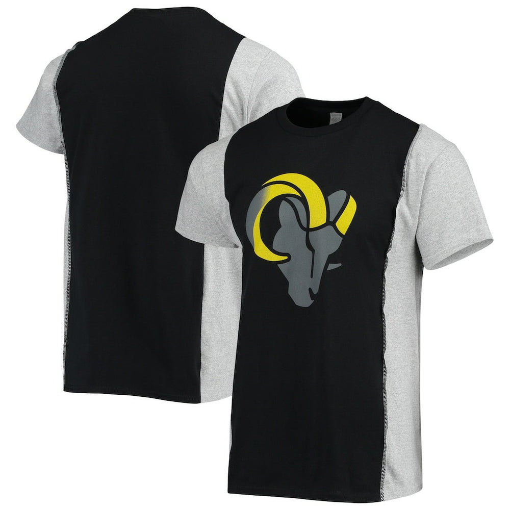 Los Angeles Rams Refried Apparel Sustainable Split T-Shirt Black/Heathered Gray