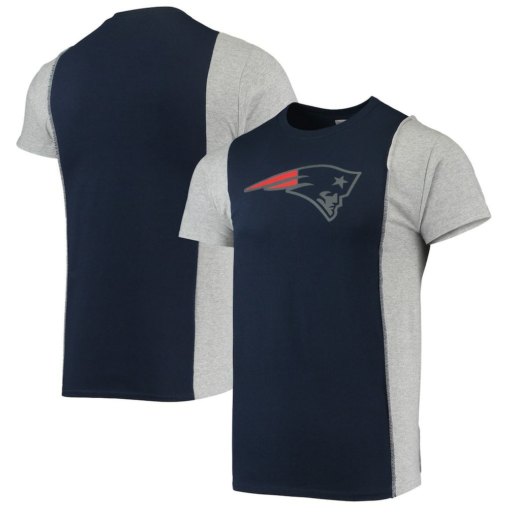 New England Patriots Refried Apparel Sustainable Split T-Shirt Navy/Heathered Gray