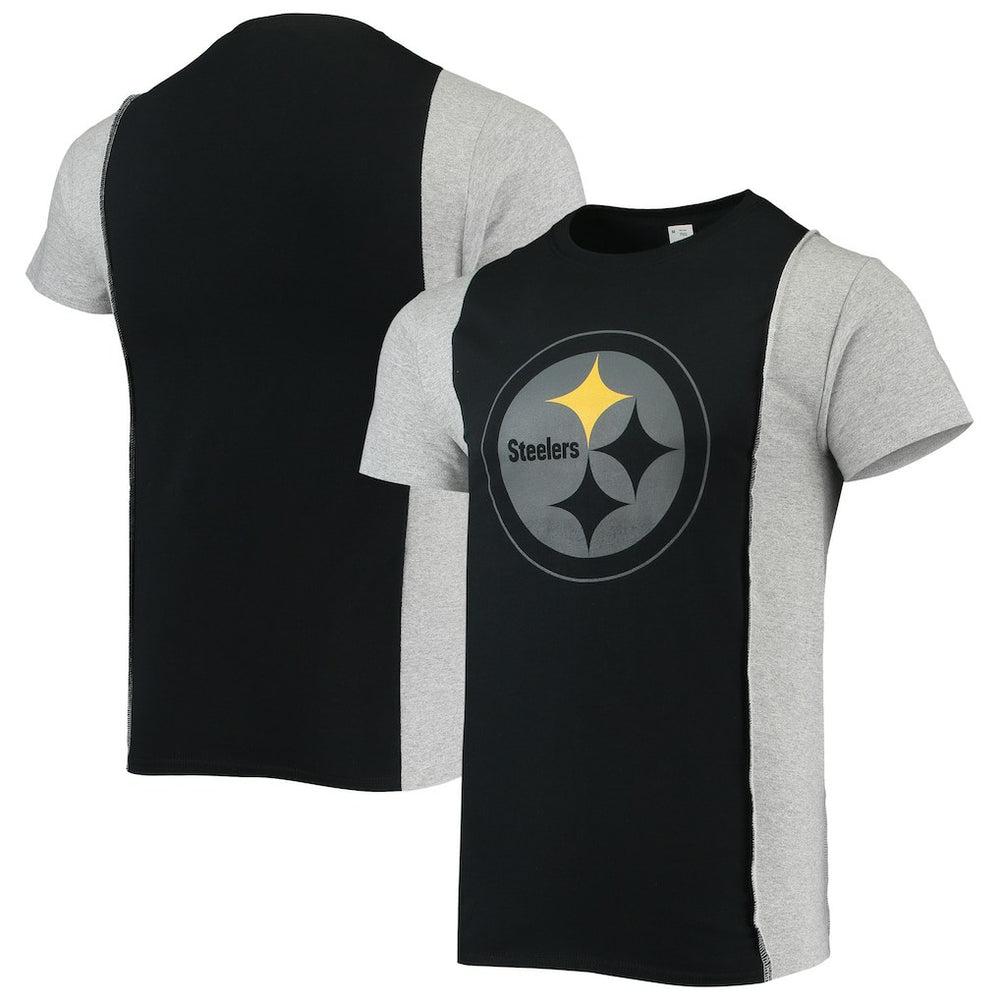Pittsburgh Steelers Refried Apparel Sustainable Split T-Shirt Black/Heathered Gray