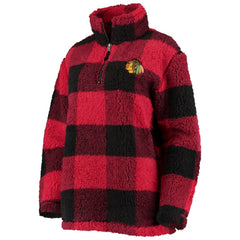 Chicago Blackhawks G-III 4Her by Carl Banks Women's Plaid Sherpa Quarter-Zip Jacket - Red/Black - NHL 4494520
