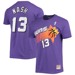 Steve Nash Phoenix Suns Hardwood Classics Stitch Name & Number T-Shirt Purple | Mitchell & Ness for sale