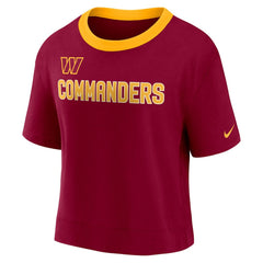 Nike Washington Commanders Women's High Hip Fashion Cropped Top Burgundy