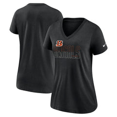 Nike Cincinnati Bengals Women's Lock Up Tri-Blend V-Neck T-Shirt Heathered Black