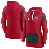 Nike San Francisco 49ers Women's Monaco Lightweight Full-Zip Hoodie Scarlet/Heather Black