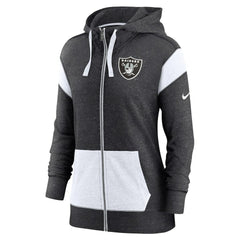 Nike Las Vegas Raiders Women's Plus Size Monaco Full-Zip Lightweight Hoodie Heather Black/White
