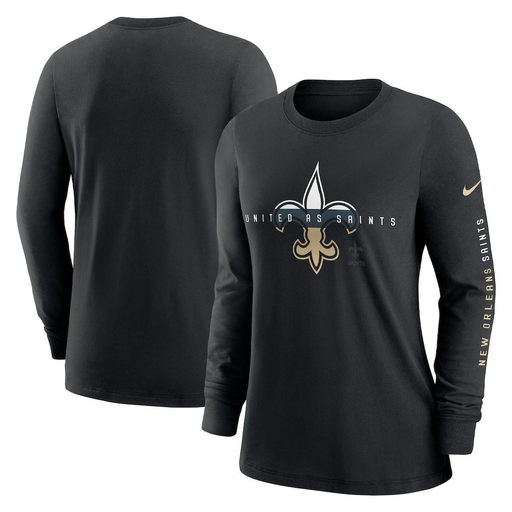 Nike New Orleans Saints Women's Prime Split Long Sleeve T-Shirt Black