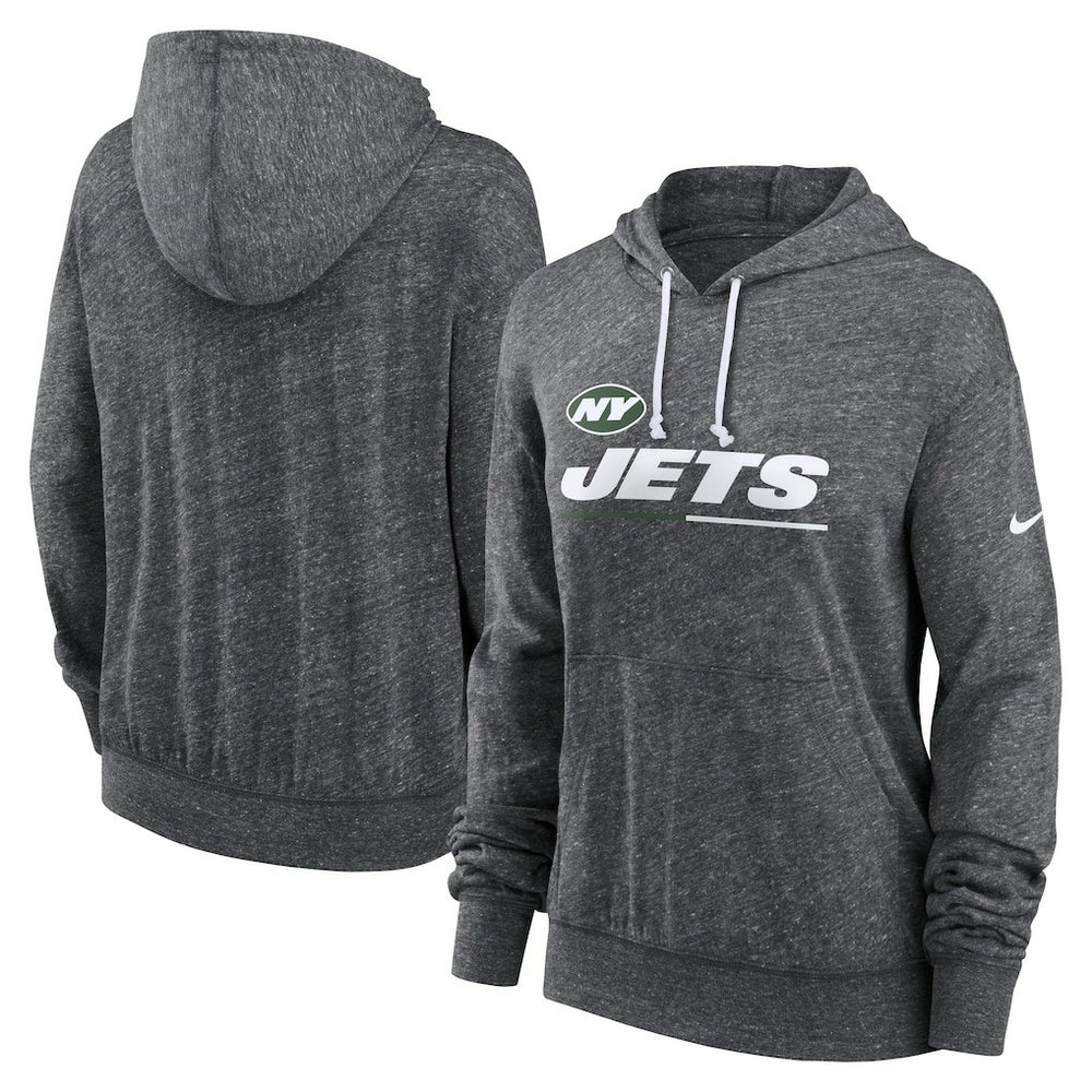 Nike New York Jets Women's Team Spirit Gym Vintage Lightweight Hoodie Top Heather Charcoal