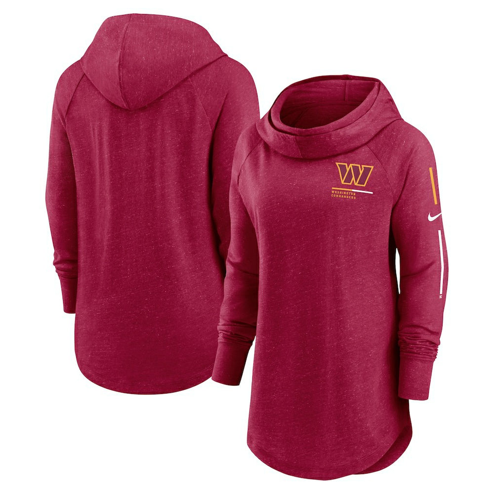 Nike Washington Commanders Women's Minimal Statement Lightweight Raglan Funnel Neck Pullover Hoodie Burgundy