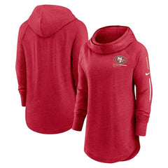 Nike San Francisco 49ers Women's Minimal Statement Lightweight Raglan Funnel Neck Pullover Hoodie Scarlet