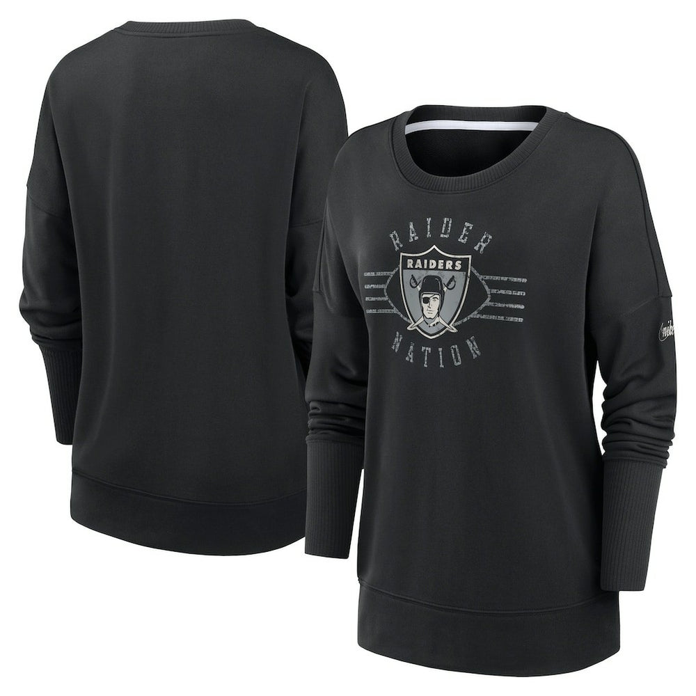 Nike Las Vegas Raiders Women's Rewind Playback Icon Performance Pullover Sweatshirt Black