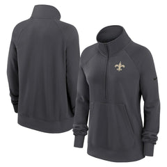 Nike New Orleans Saints Women's Premium Raglan Performance Half-Zip Sweatshirt Charcoal