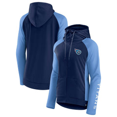 Fanatics Tennessee Titans Women's End Around Lightweight Raglan Full-Zip Hoodie Jacket Navy/Light Blue