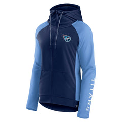 Fanatics Tennessee Titans Women's End Around Lightweight Raglan Full-Zip Hoodie Jacket Navy/Light Blue