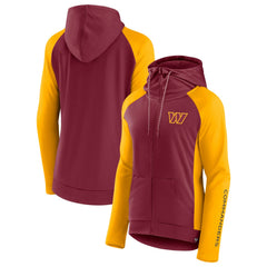 Fanatics Washington Commanders Women's End Around Lightweight Raglan Full-Zip Hoodie Jacket Burgundy/Gold
