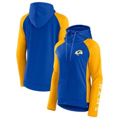 Fanatics Los Angeles Rams Women's End Around Lightweight Raglan Full-Zip Hoodie Jacket Royal/Gold