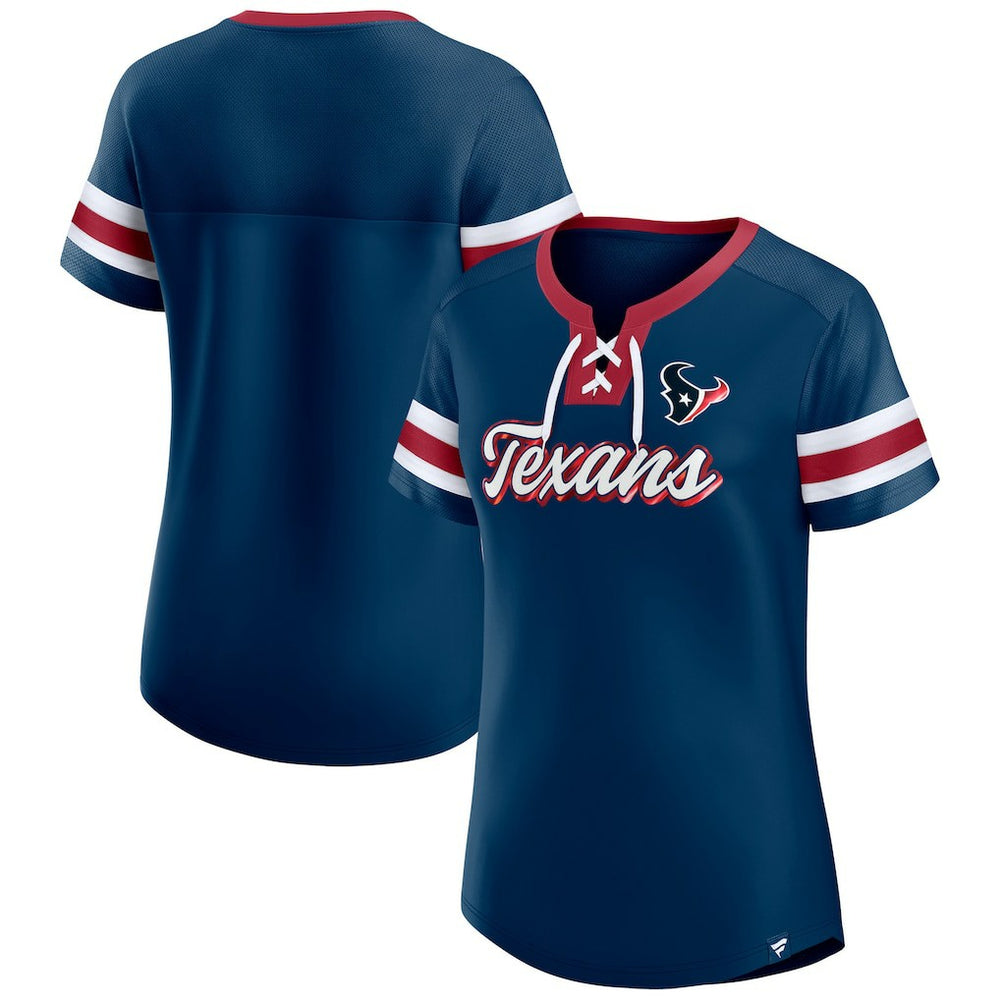 Fanatics Houston Texans Women's Original State Lace-Up T-Shirt Navy