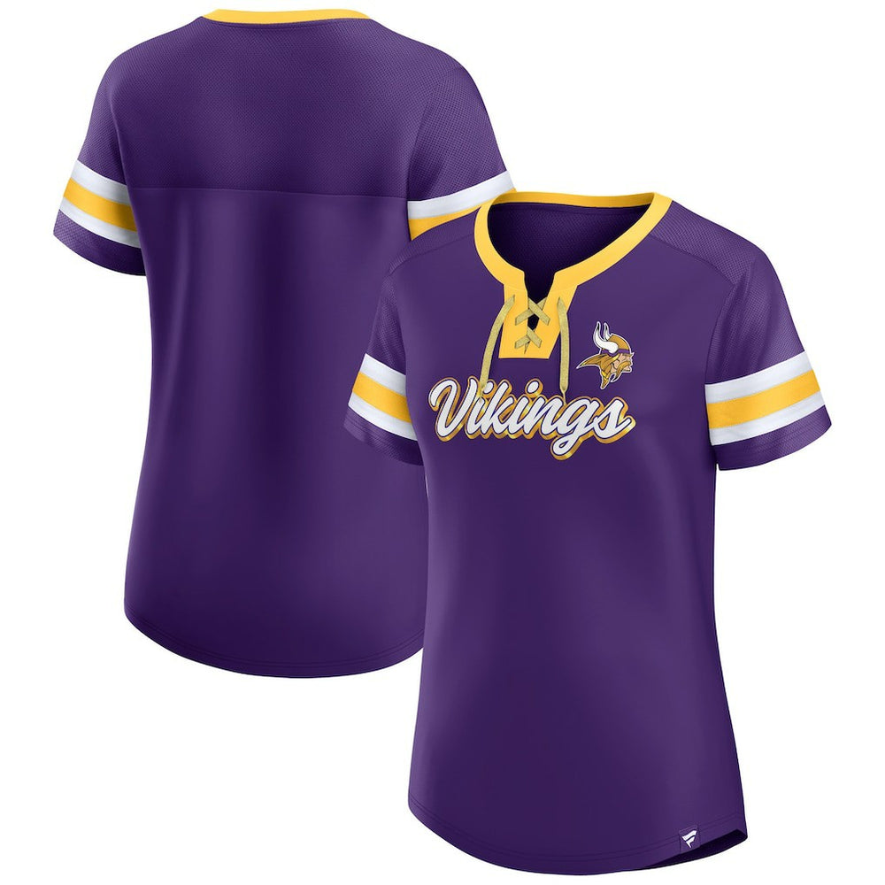 Fanatics Minnesota Vikings Women's Original State Lace-Up T-Shirt Purple